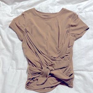 Express - S/S Crew Neck Tan Tie Shirt - Extra Small